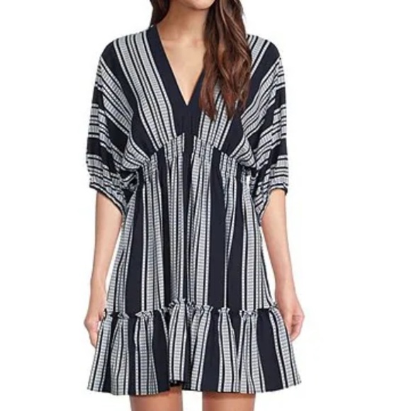 Taylor,V-Neck,Smocked Waist, 3/4 Dolman-Sleeve Dress,Instantly Slimming, Size 8 - Picture 1 of 8